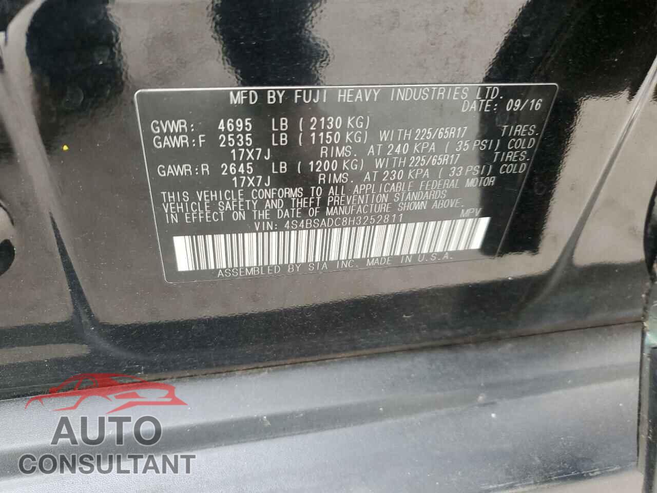 SUBARU OUTBACK 2017 - 4S4BSADC8H3252811