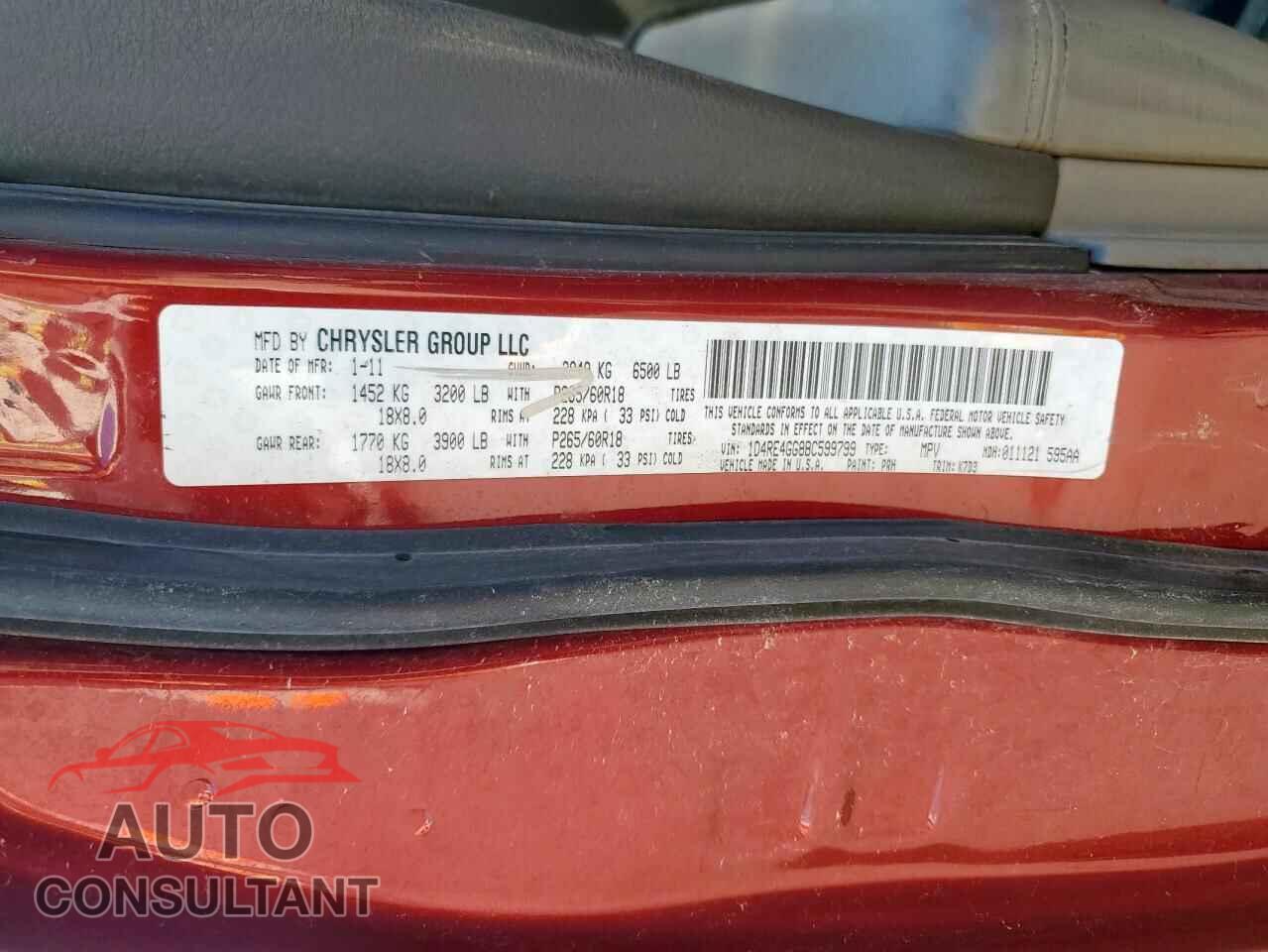 DODGE DURANGO 2011 - 1D4RE4GG8BC599799