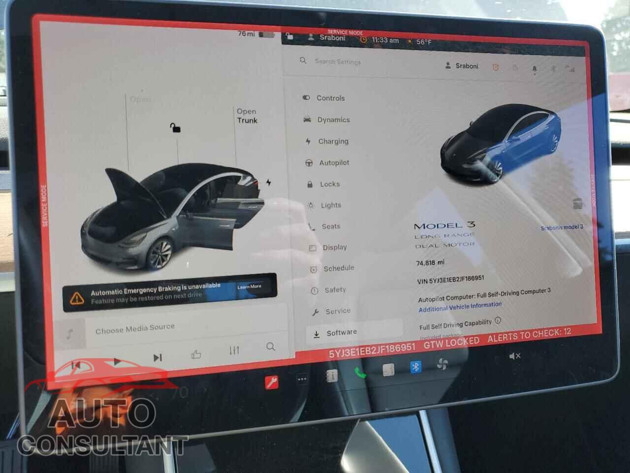 TESLA MODEL 3 2018 - 5YJ3E1EB2JF186951