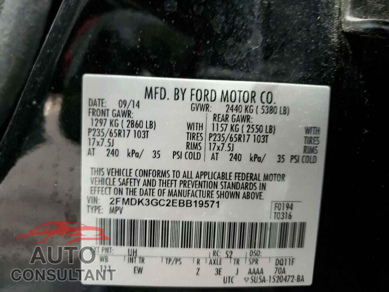 FORD EDGE 2014 - 2FMDK3GC2EBB19571