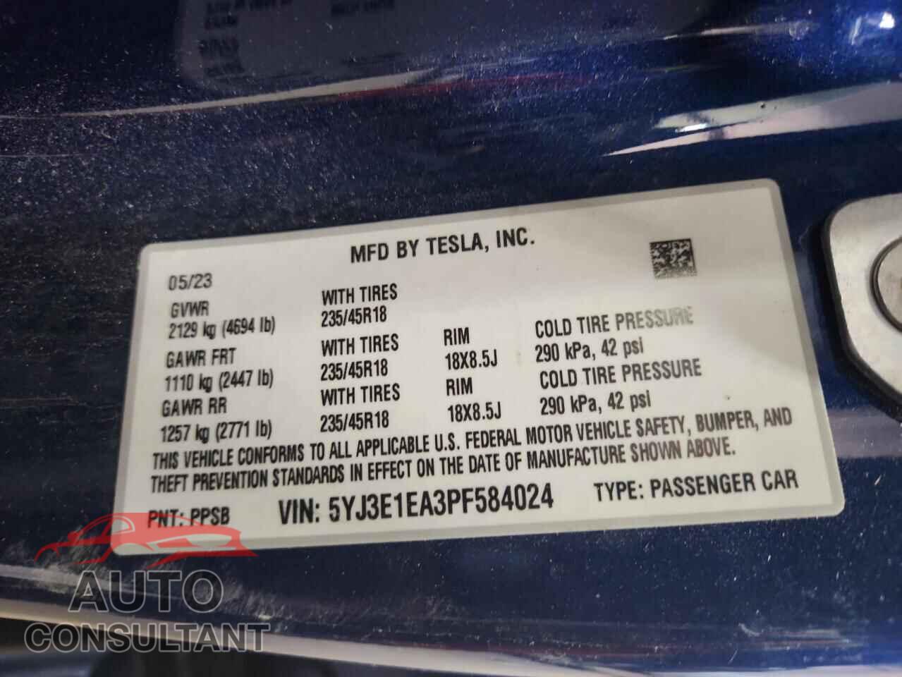 TESLA MODEL 3 2023 - 5YJ3E1EA3PF584024