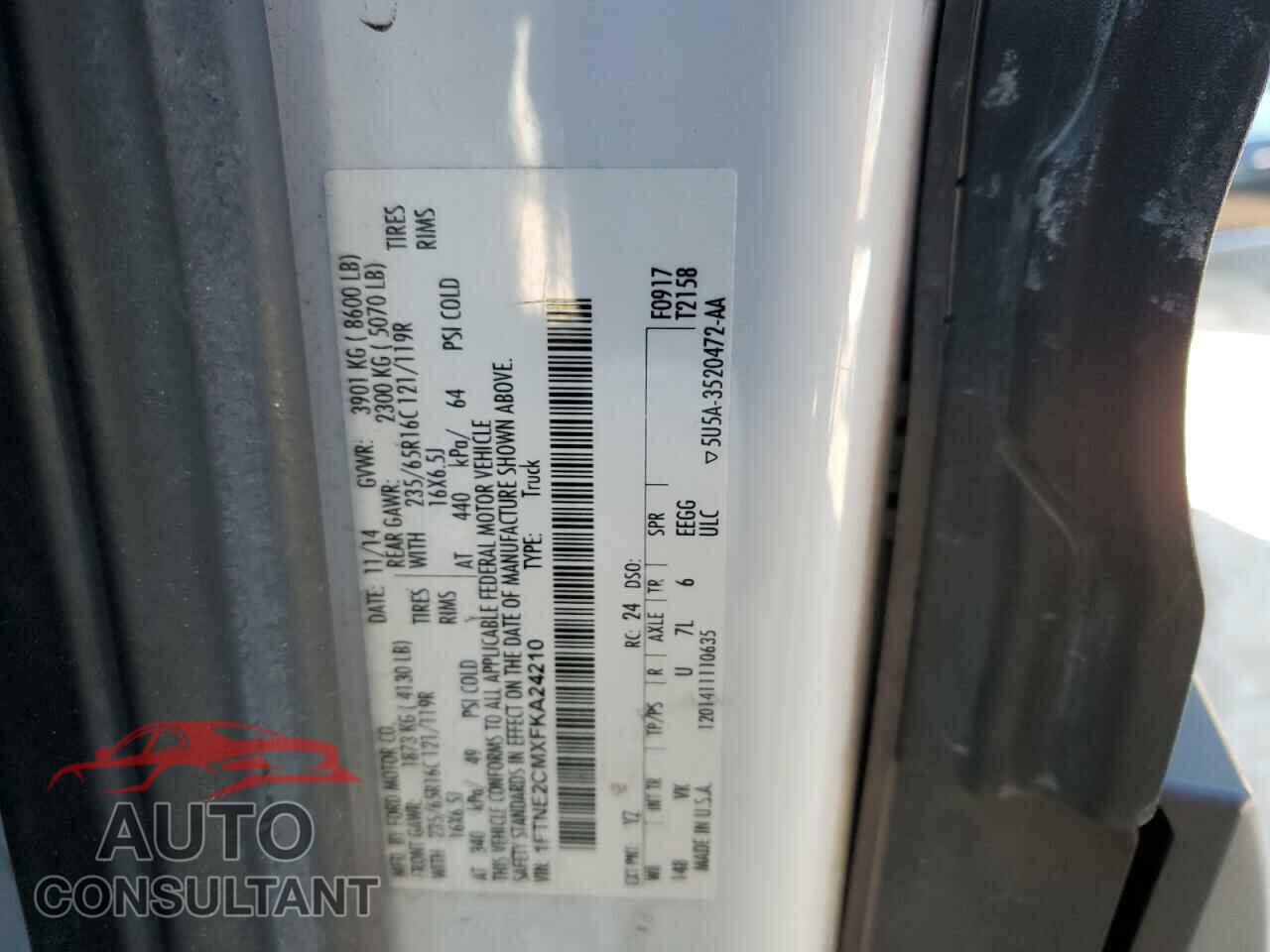 FORD TRANSIT 2015 - 1FTNE2CMXFKA24210