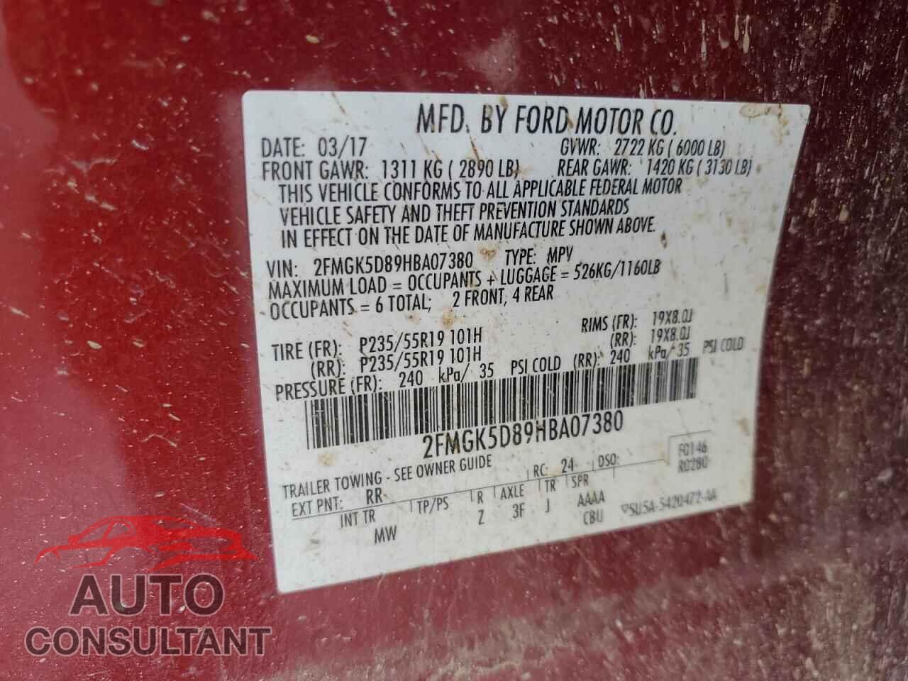 FORD FLEX 2017 - 2FMGK5D89HBA07380