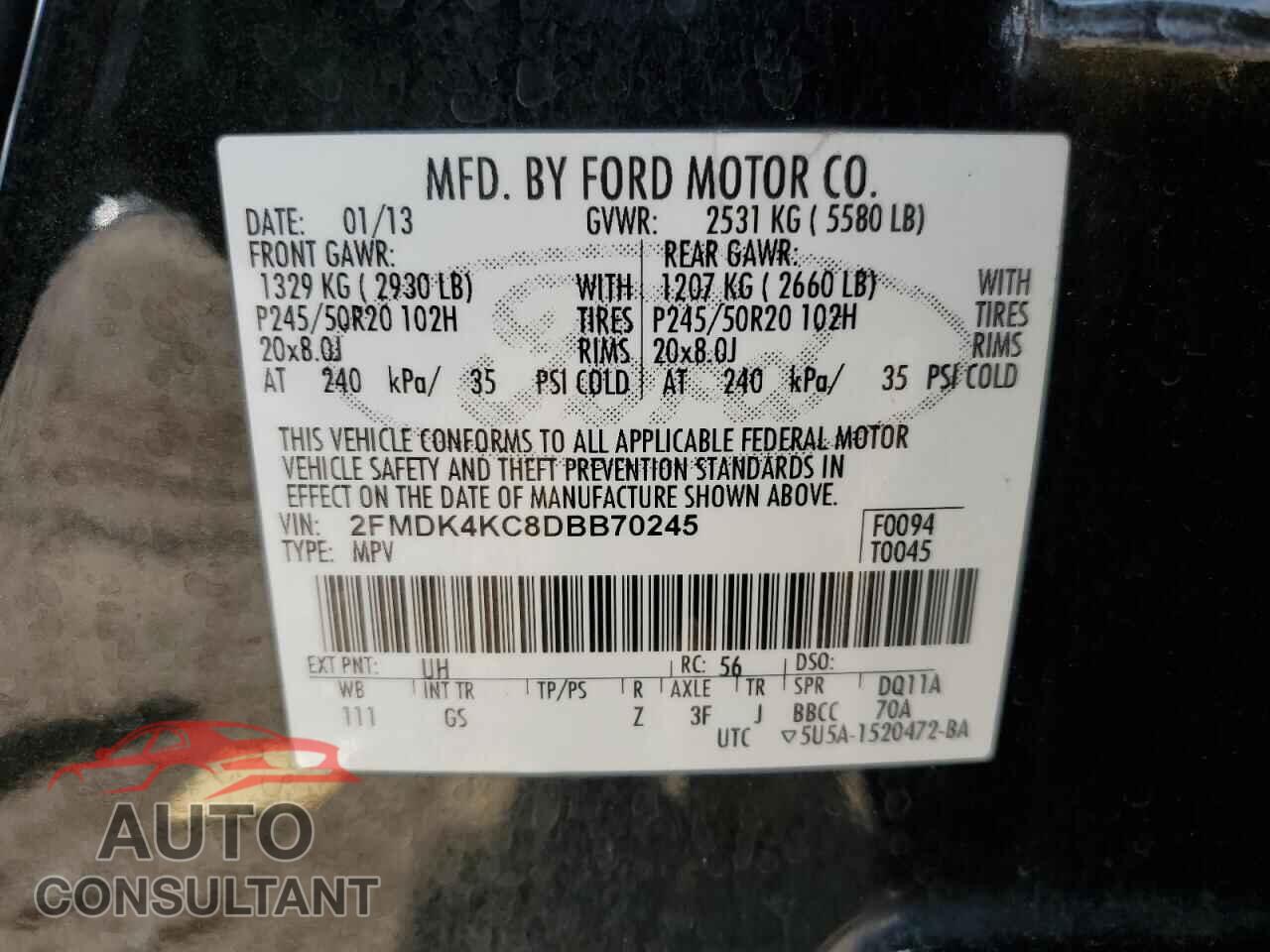 FORD EDGE 2013 - 2FMDK4KC8DBB70245