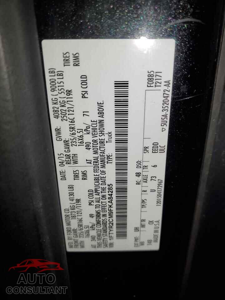 FORD TRANSIT 2015 - 1FTYR2CM9FKA84285