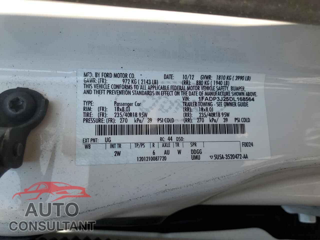 FORD FOCUS 2013 - 1FADP3J25DL168564
