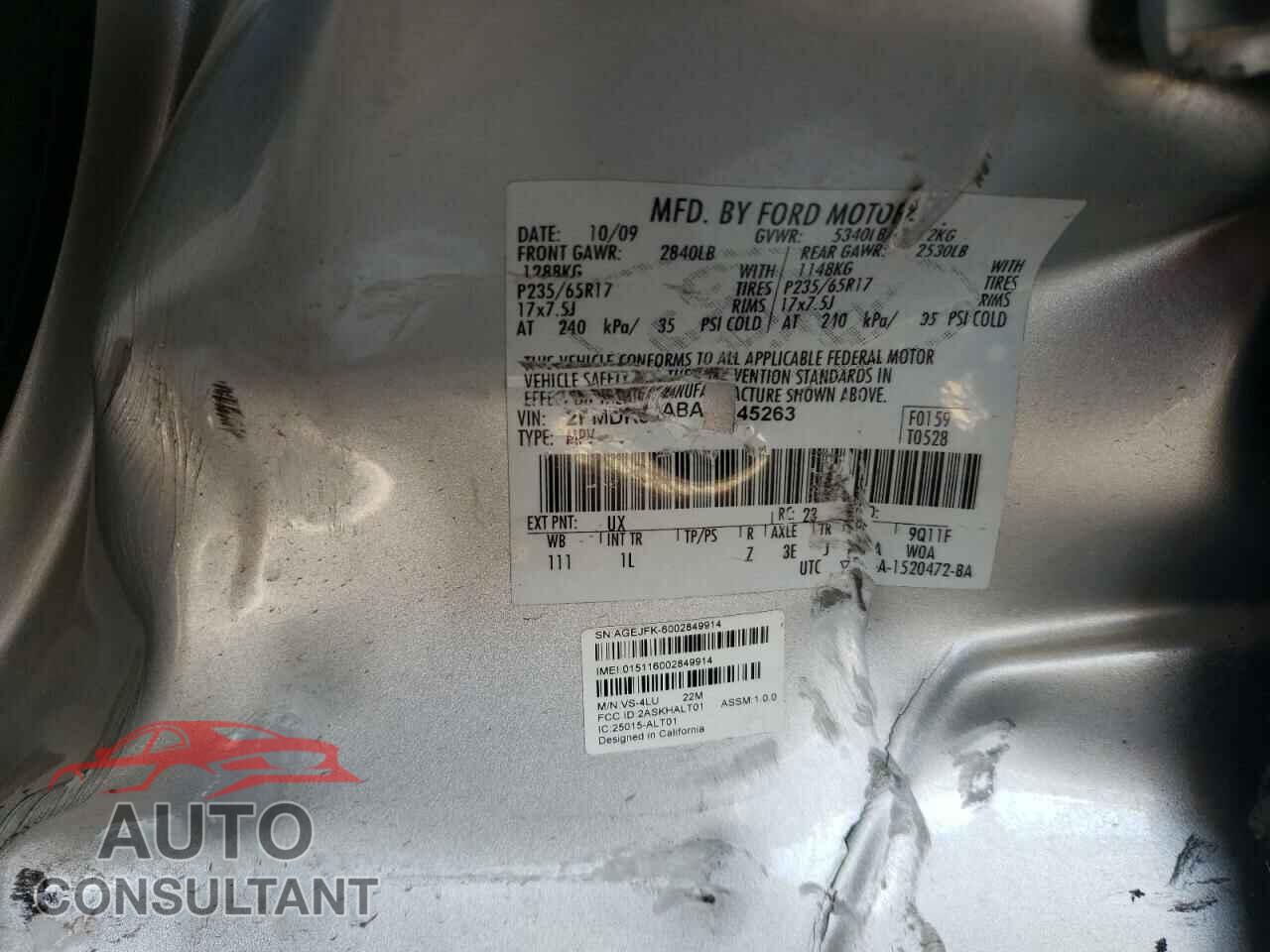FORD EDGE 2010 - 2FMDK3GC1ABA45263
