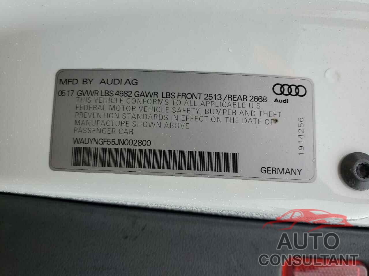 AUDI A5 2018 - WAUYNGF55JN002800