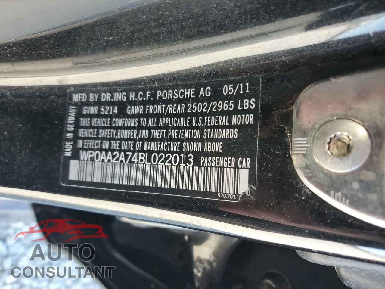 PORSCHE PANAMERA 2011 - WP0AA2A74BL022013