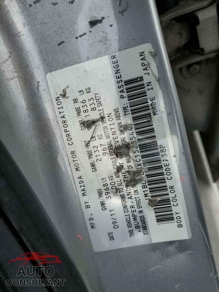MAZDA 3 2012 - JM1BL1UGXC1528544