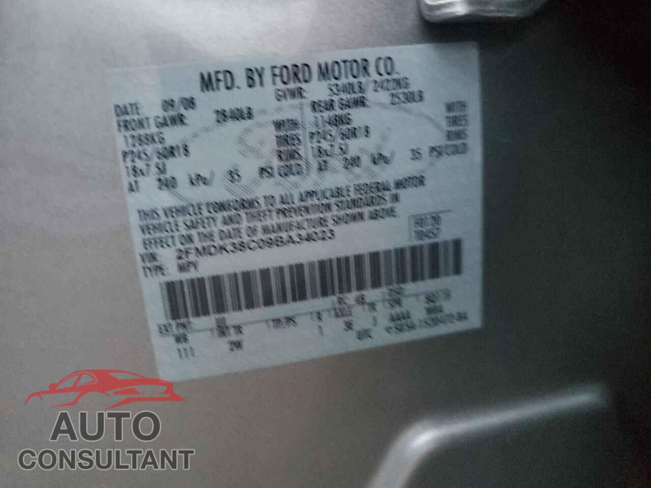 FORD EDGE 2009 - 2FMDK38C09BA34023