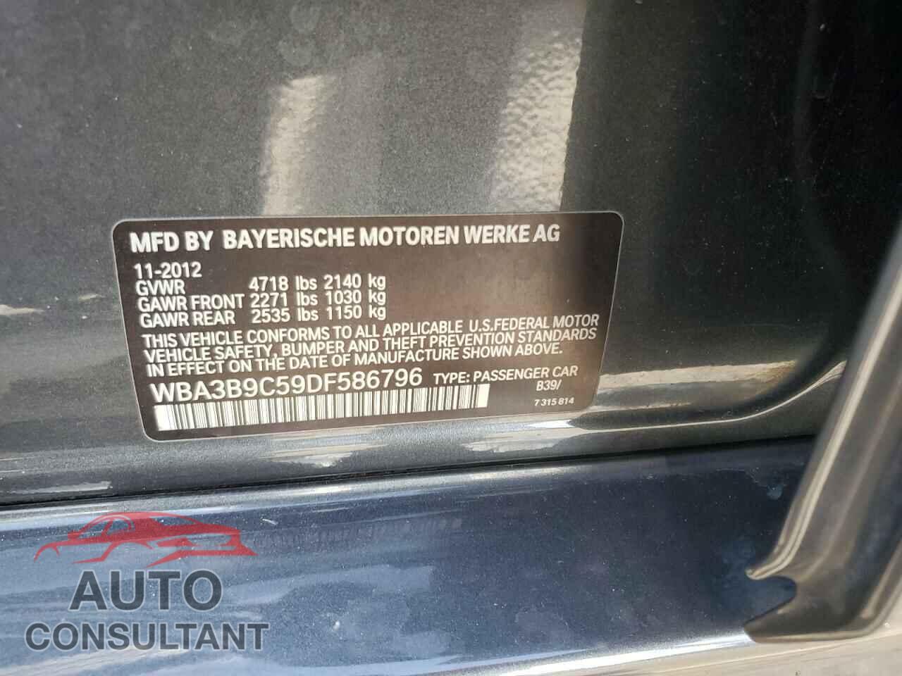 BMW 3 SERIES 2013 - WBA3B9C59DF586796