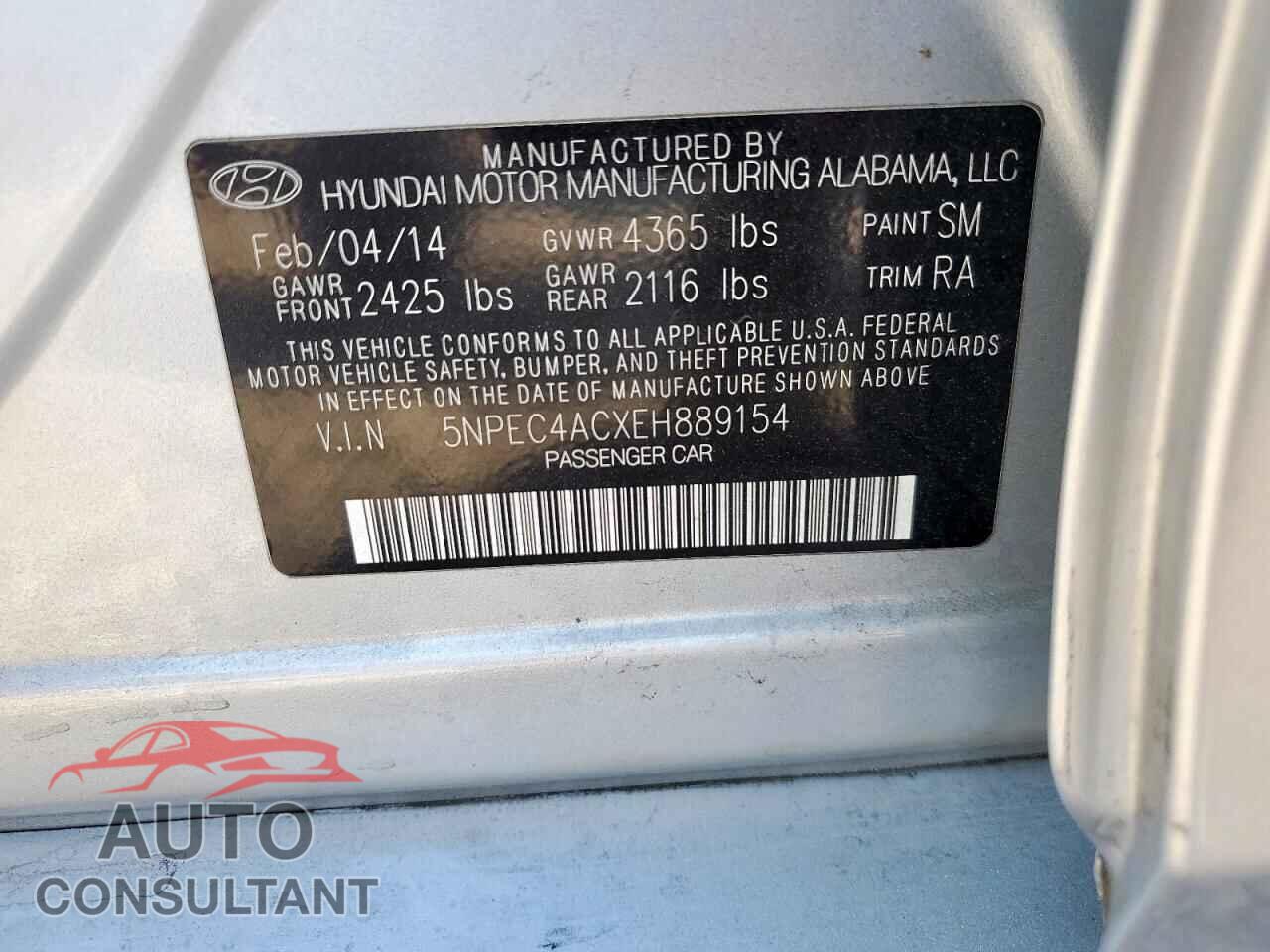 HYUNDAI SONATA 2014 - 5NPEC4ACXEH889154