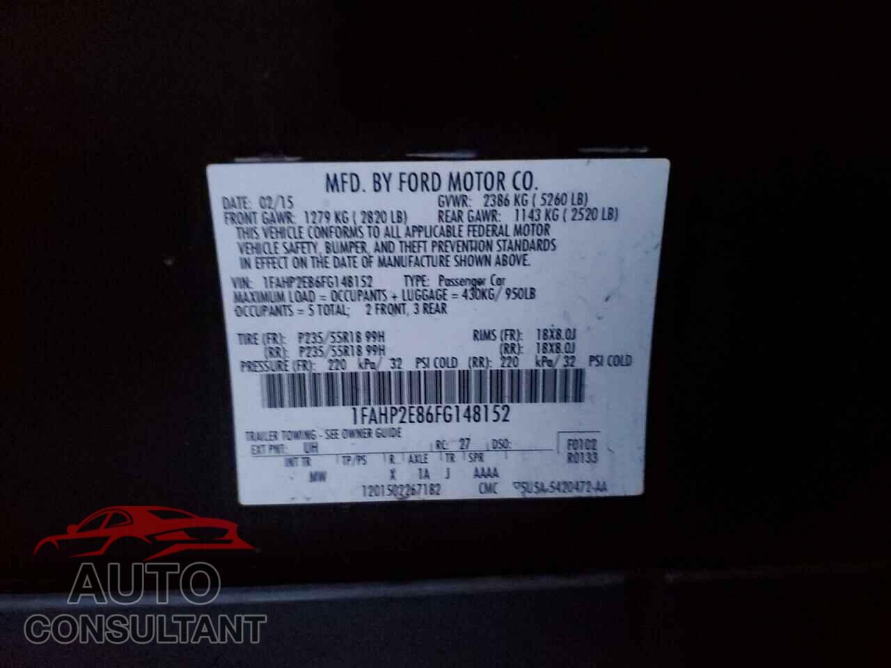 FORD TAURUS 2015 - 1FAHP2E86FG148152