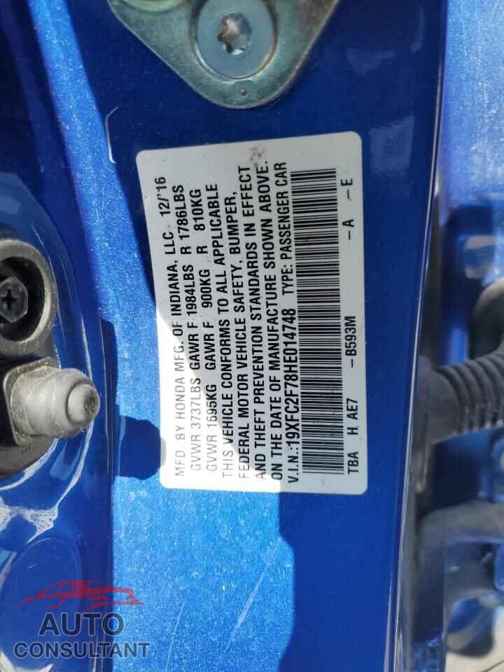HONDA CIVIC 2017 - 19XFC2F78HE014748