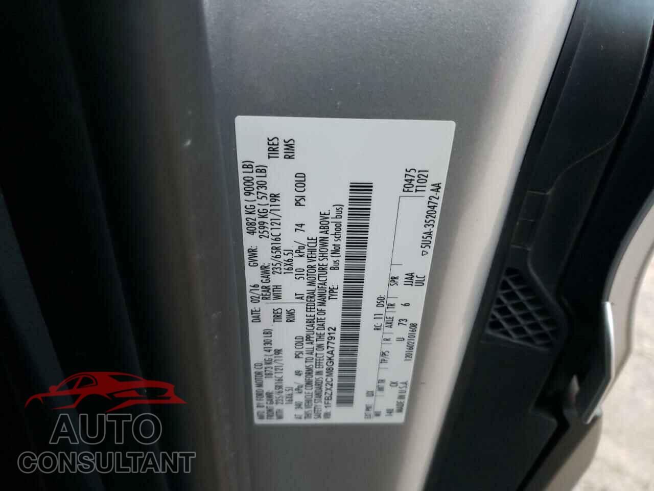 FORD TRANSIT 2016 - 1FBZX2CM8GKA77912