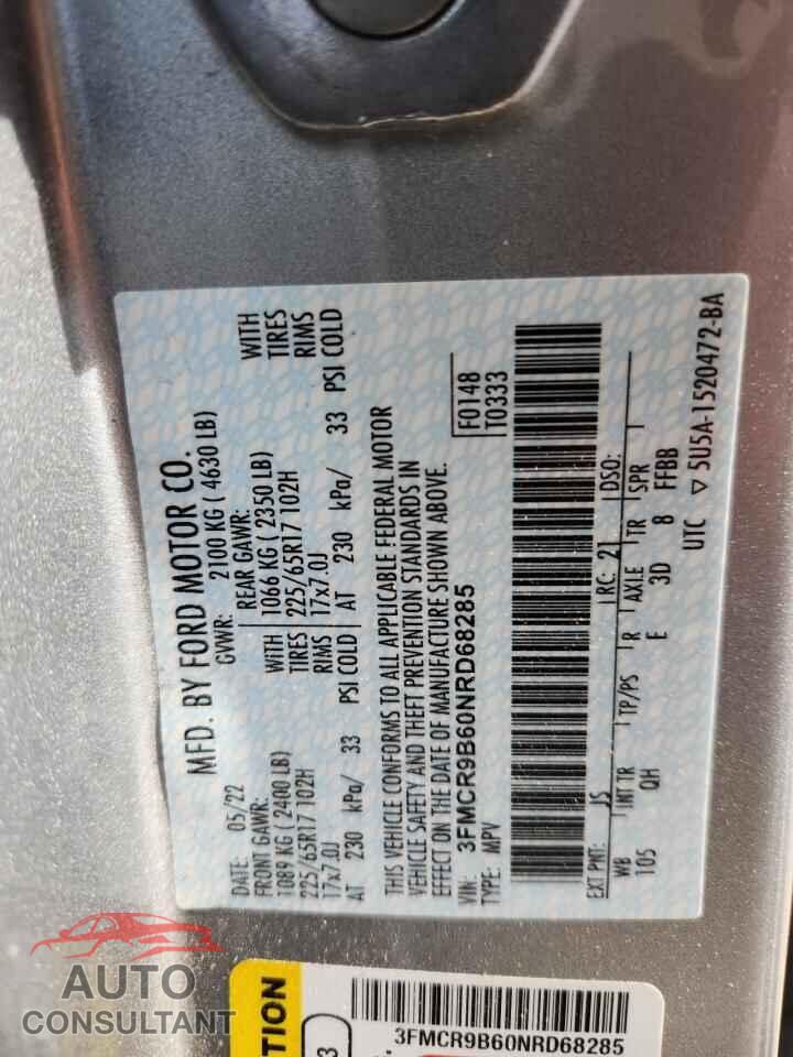 FORD BRONCO 2022 - 3FMCR9B60NRD68285