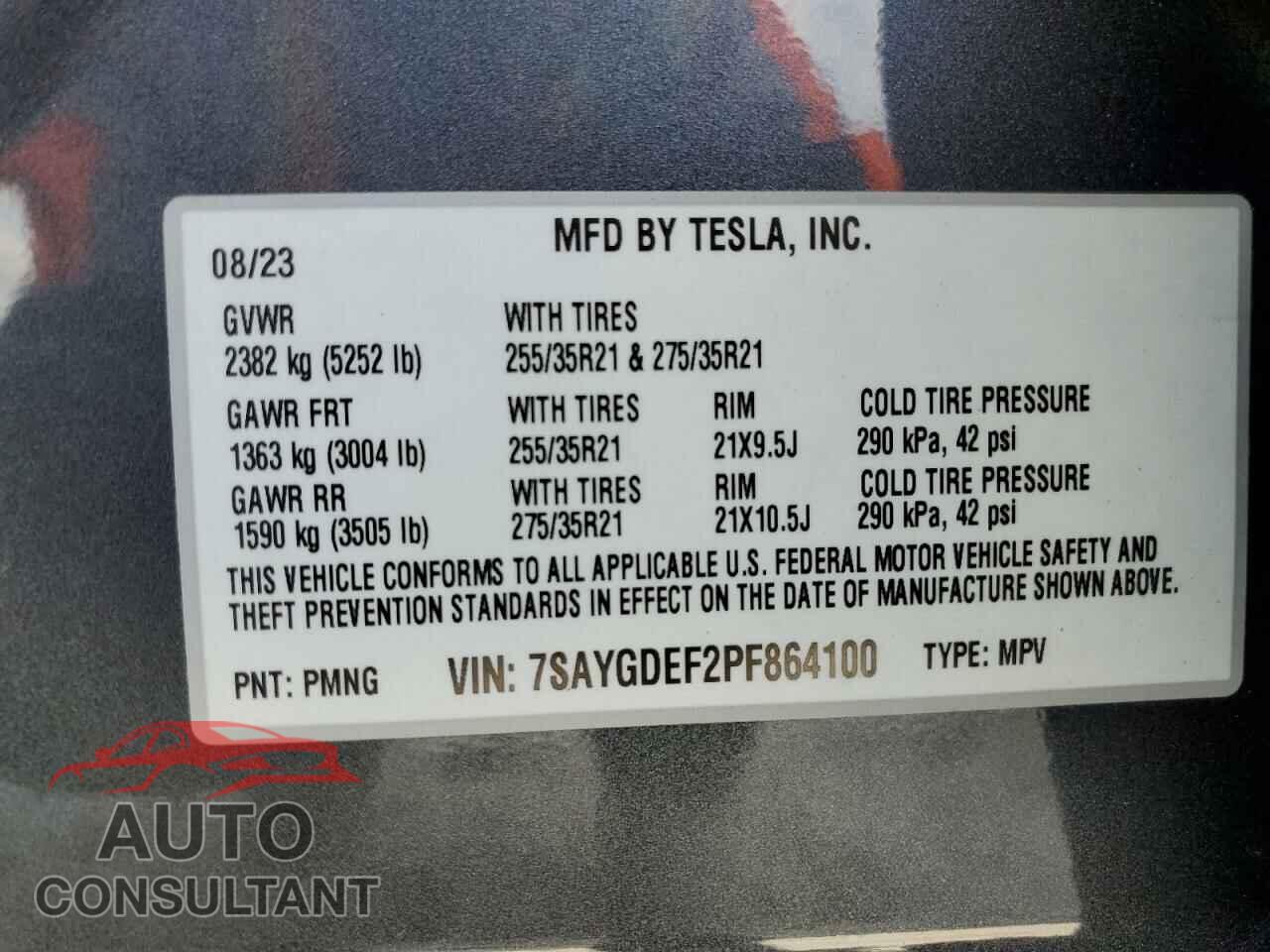 TESLA MODEL Y 2023 - 7SAYGDEF2PF864100