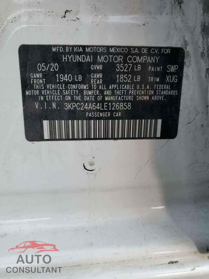 HYUNDAI ACCENT 2020 - 3KPC24A64LE126858