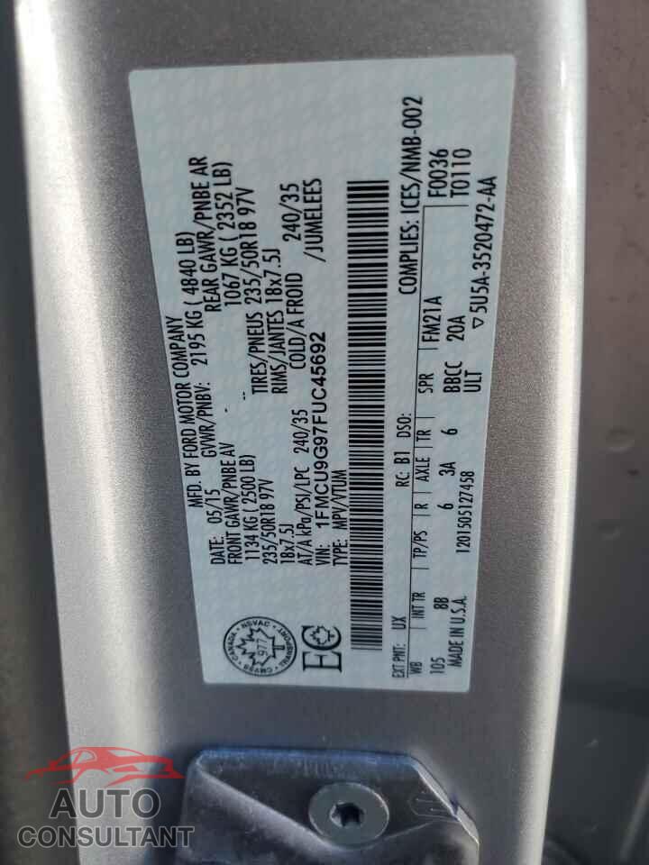 FORD ESCAPE 2015 - 1FMCU9G97FUC45692