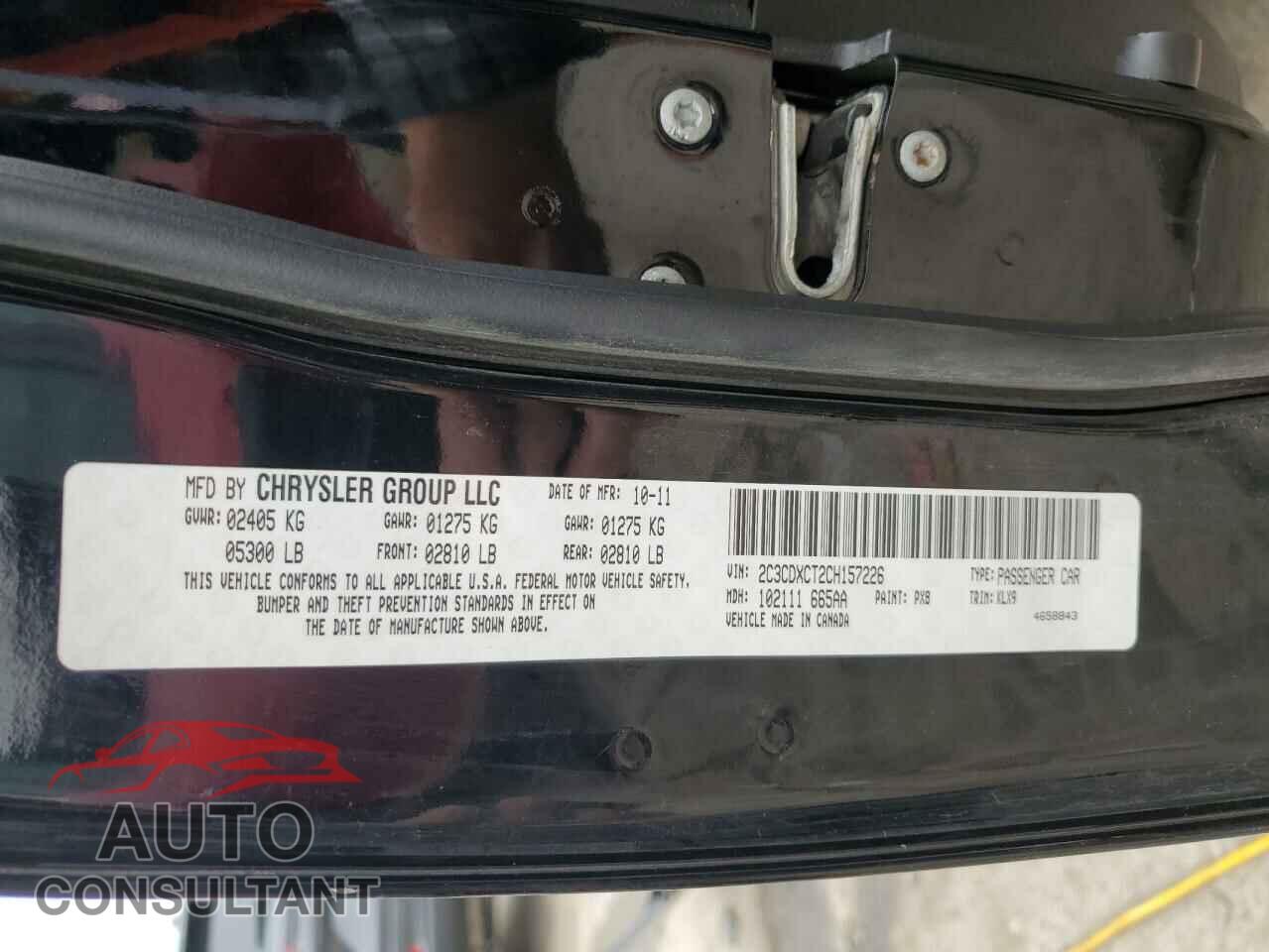DODGE CHARGER 2012 - 2C3CDXCT2CH157226
