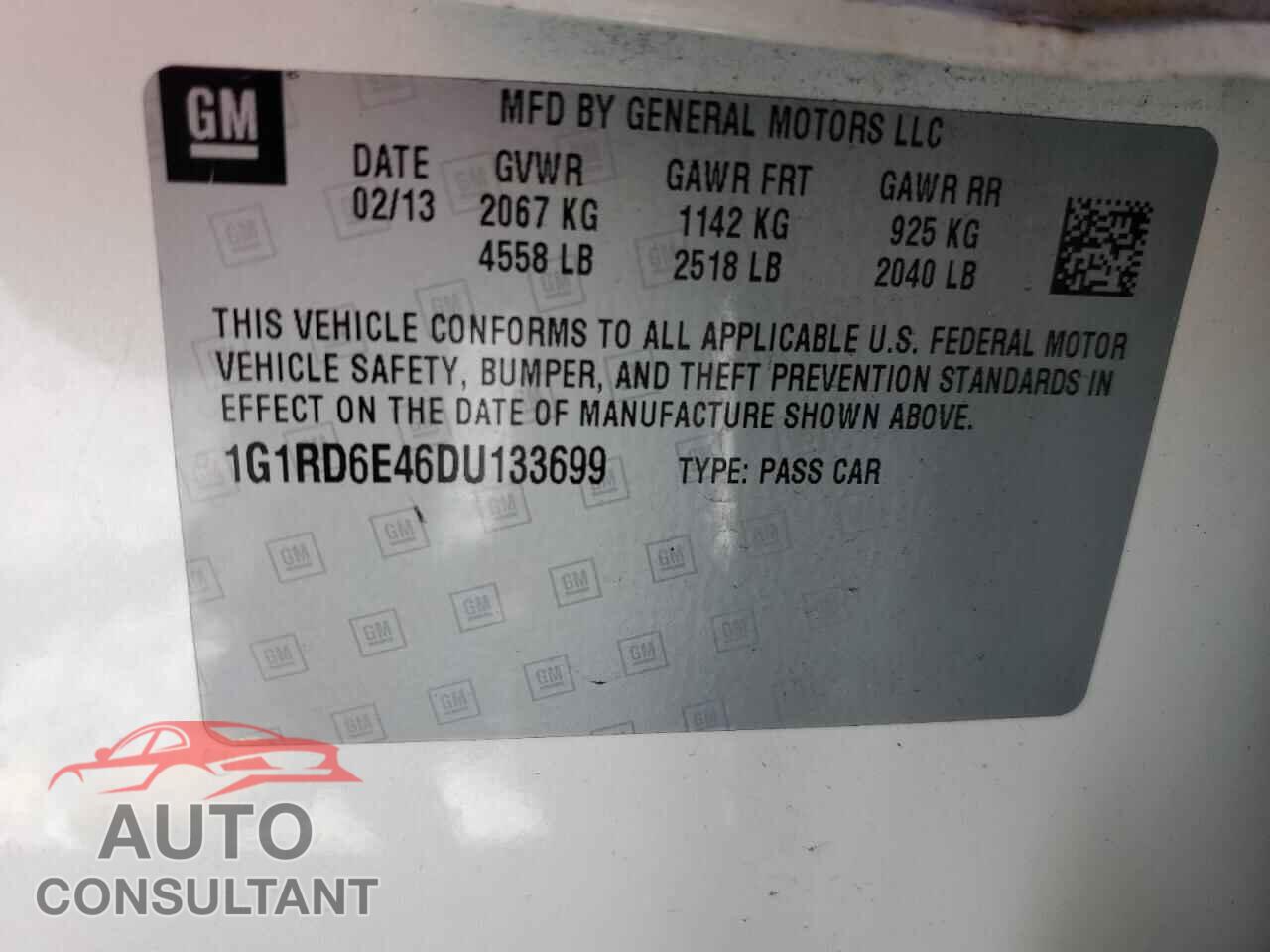 CHEVROLET VOLT 2013 - 1G1RD6E46DU133699