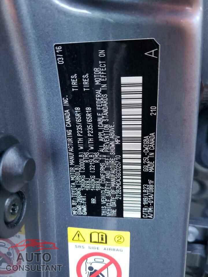 LEXUS RX350 2016 - 2T2BZMCA3GC025710