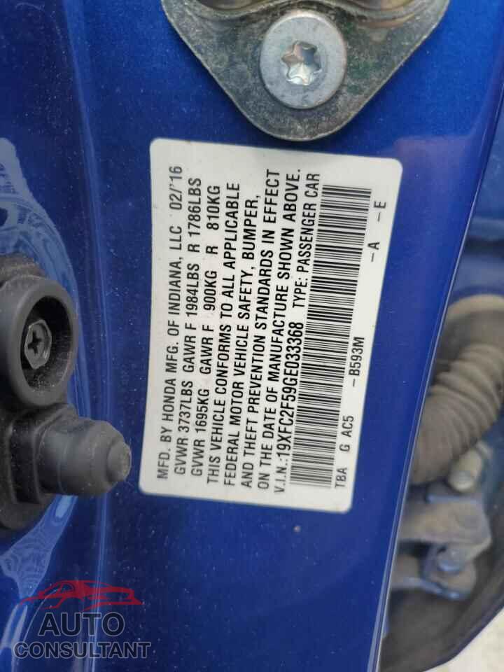 HONDA CIVIC 2016 - 19XFC2F59GE033368
