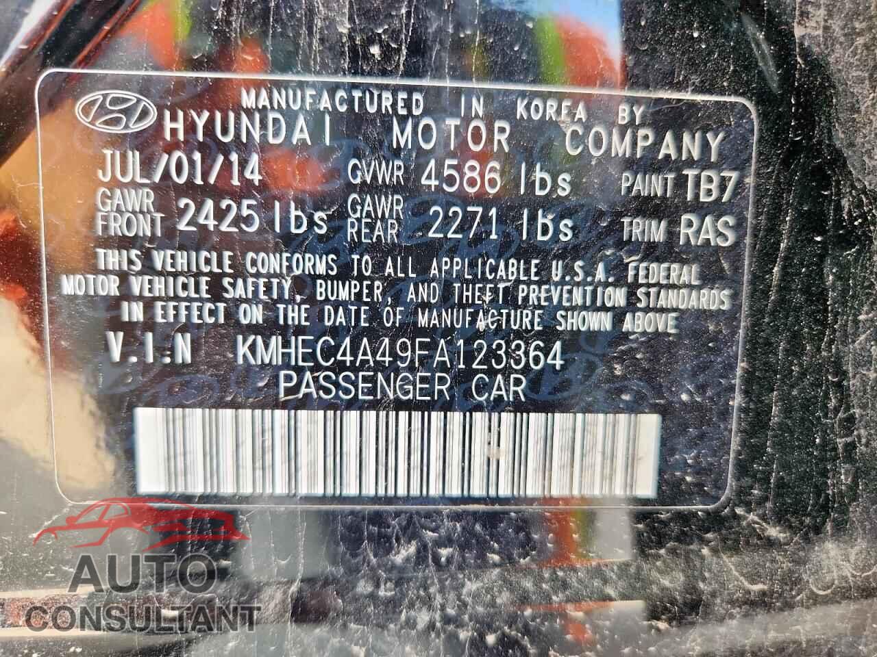 HYUNDAI SONATA 2015 - KMHEC4A49FA123364