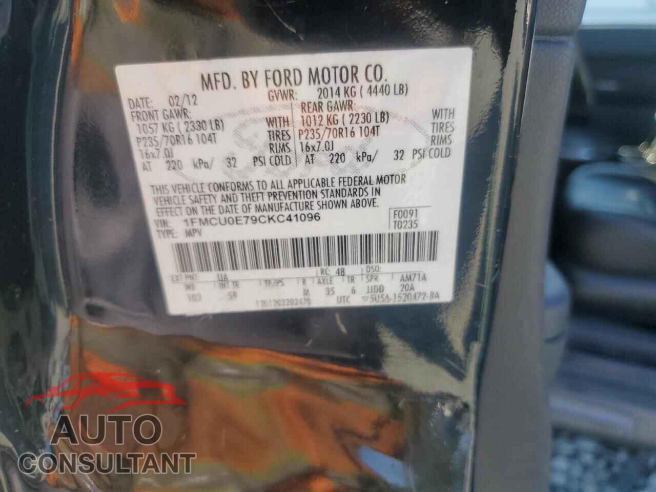 FORD ESCAPE 2012 - 1FMCU0E79CKC41096