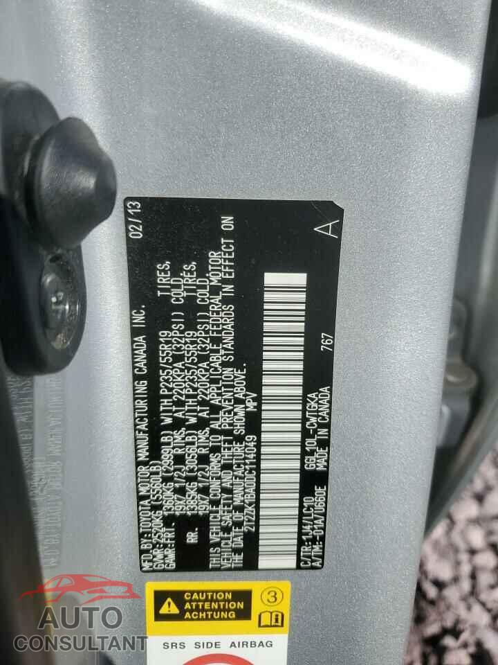 LEXUS RX350 2013 - 2T2ZK1BA0DC114049