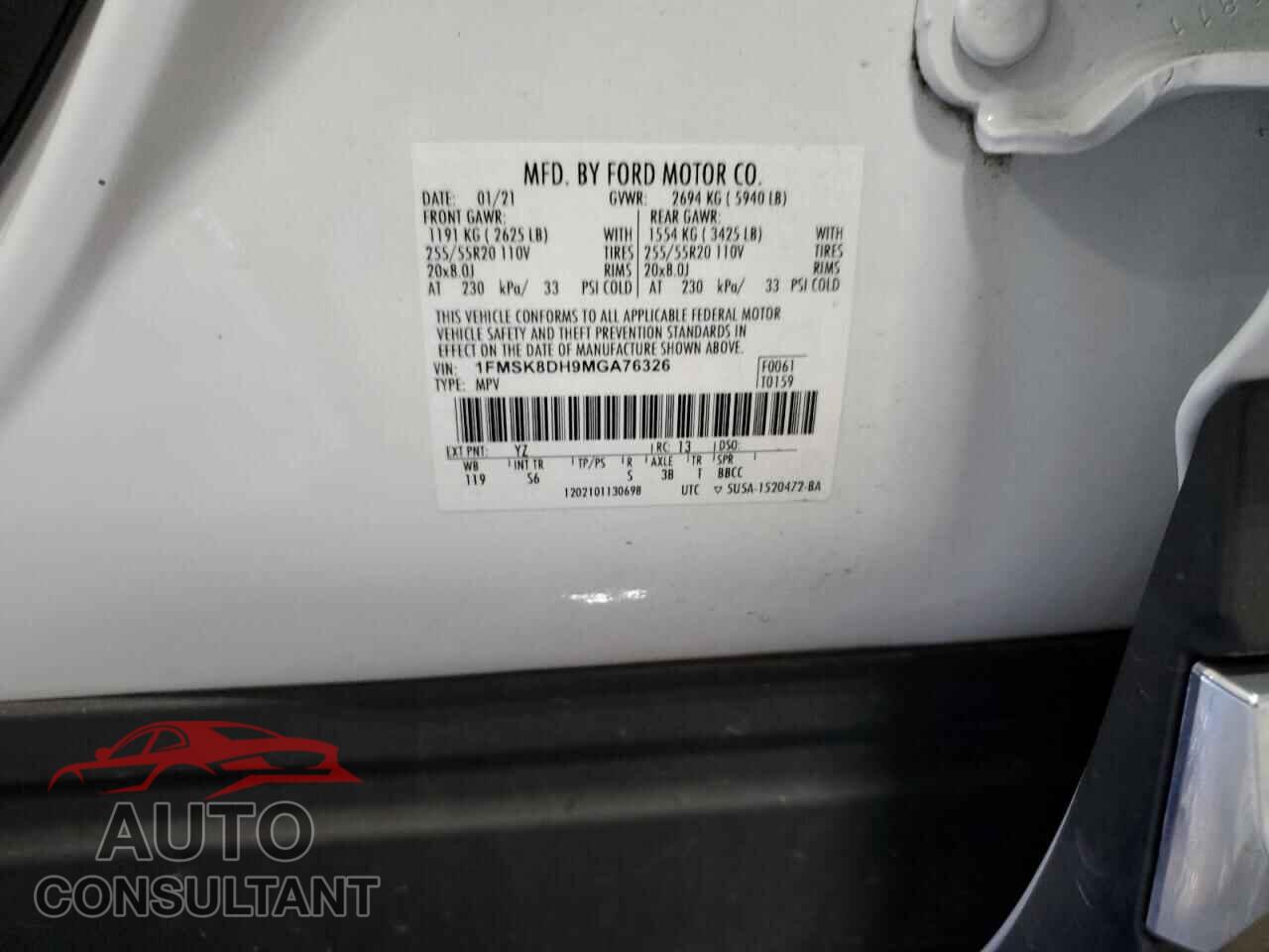 FORD EXPLORER 2021 - 1FMSK8DH9MGA76326