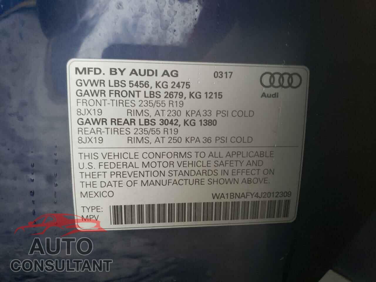 AUDI Q5 2018 - WA1BNAFY4J2012309