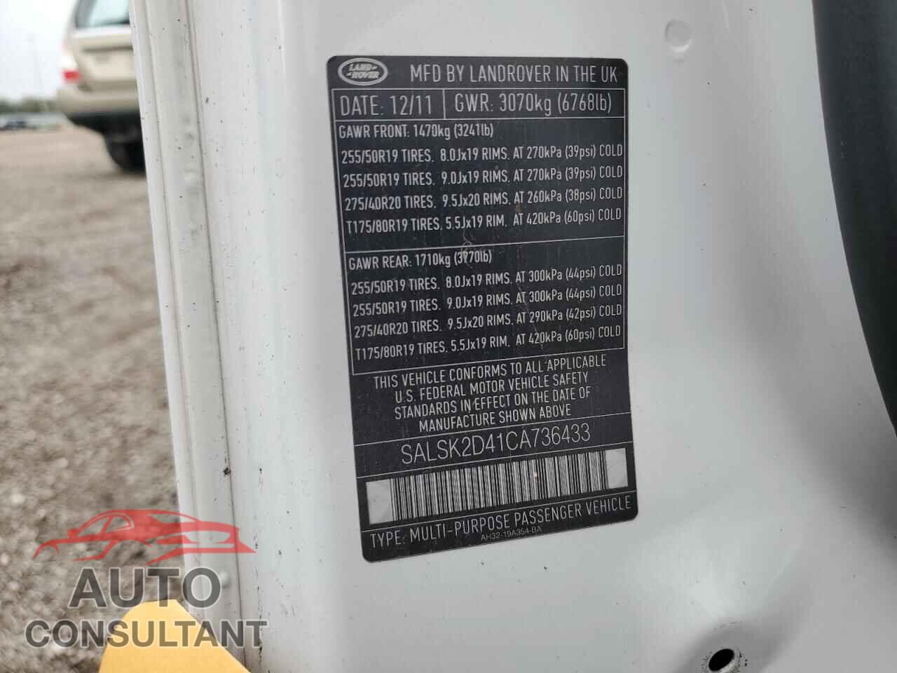 LAND ROVER RANGEROVER 2012 - SALSK2D41CA736433