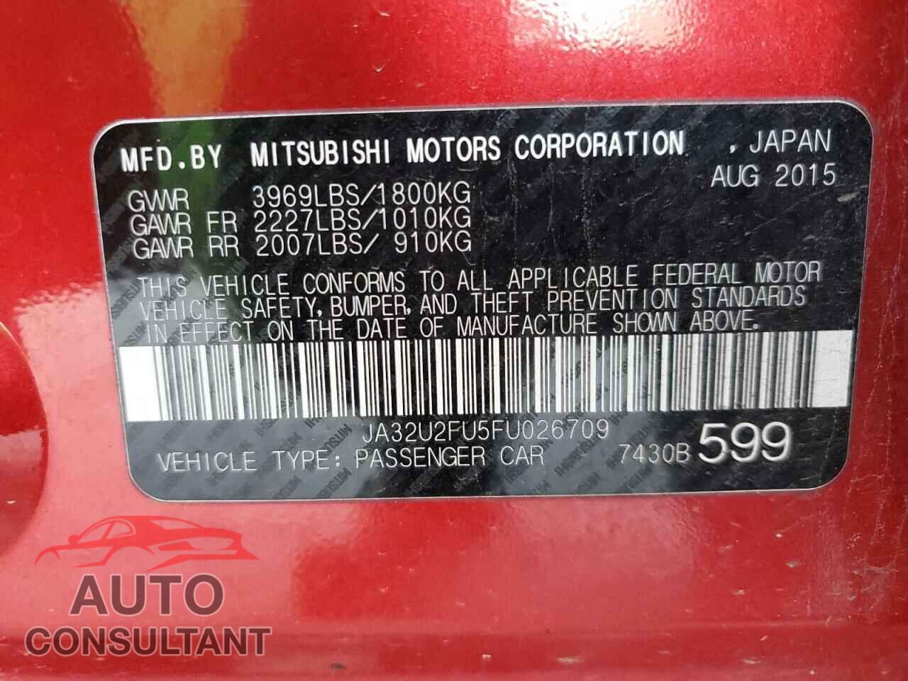 MITSUBISHI LANCER 2015 - JA32U2FU5FU026709