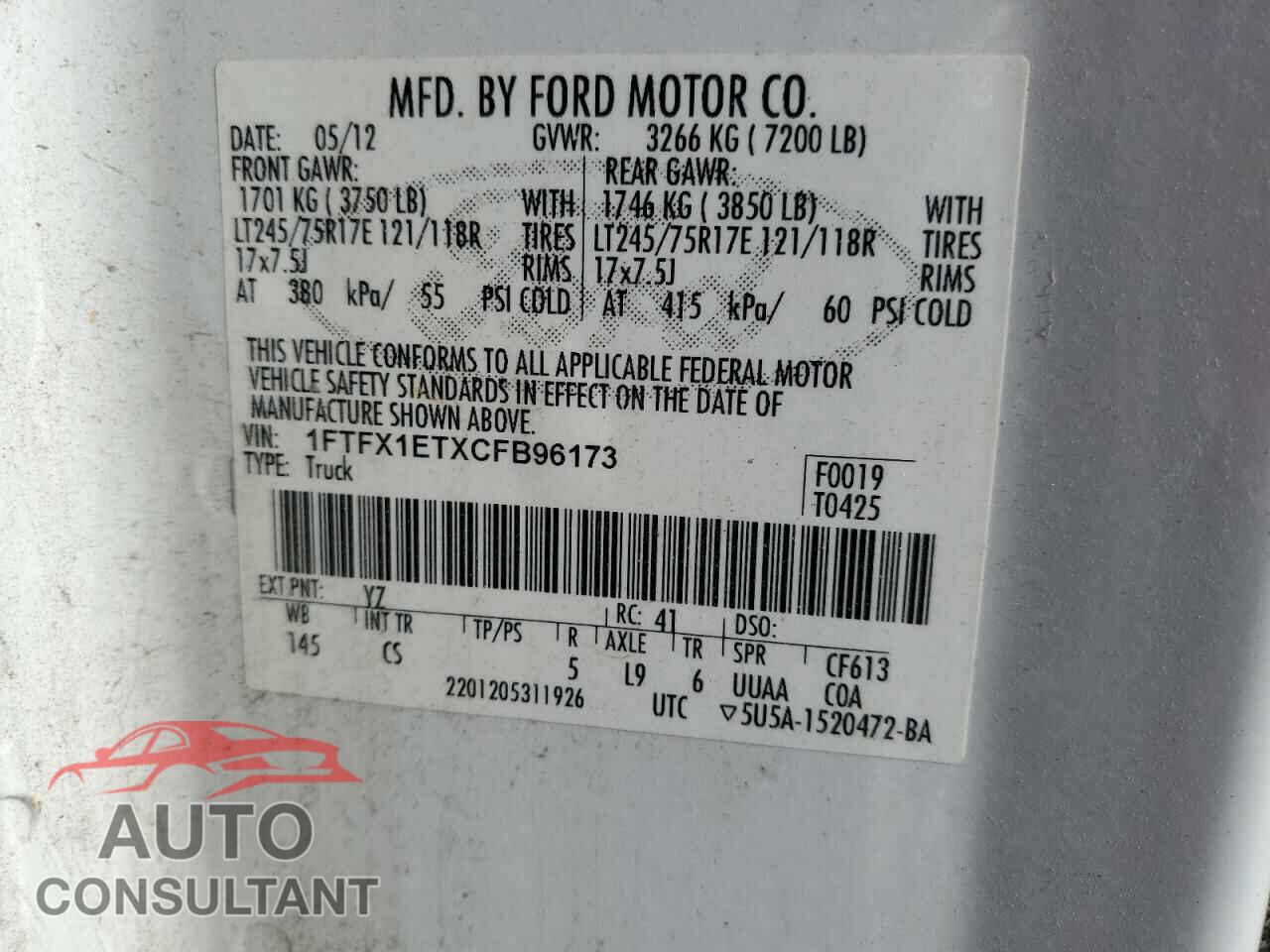FORD F-150 2012 - 1FTFX1ETXCFB96173