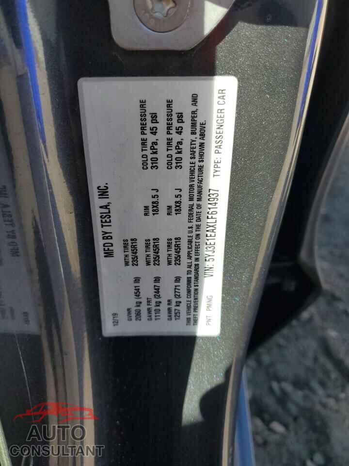 TESLA MODEL 3 2020 - 5YJ3E1EAXLF614937