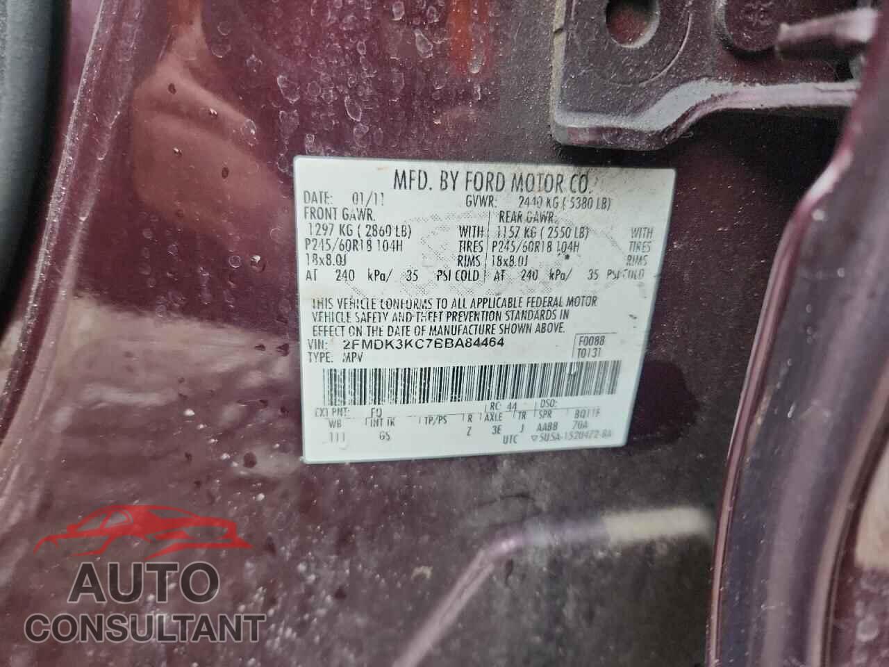 FORD EDGE 2011 - 2FMDK3KC7BBA84464
