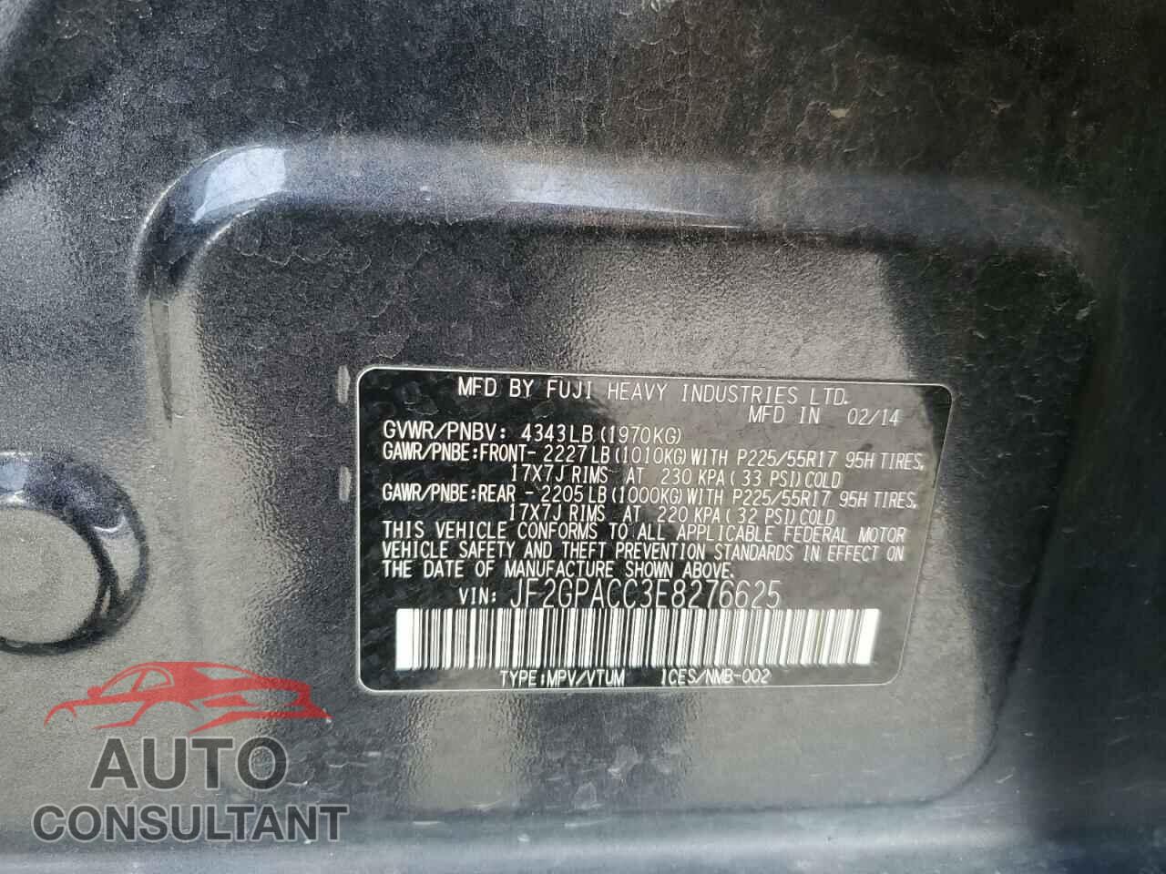 SUBARU XV 2014 - JF2GPACC3E8276625