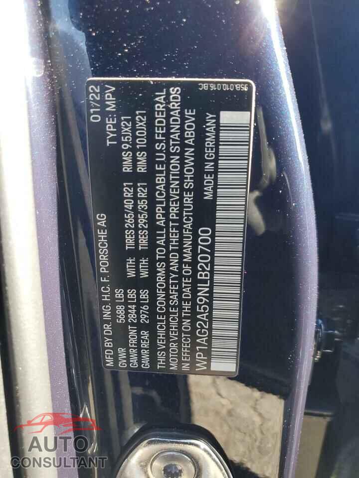 PORSCHE MACAN 2022 - WP1AG2A59NLB20700