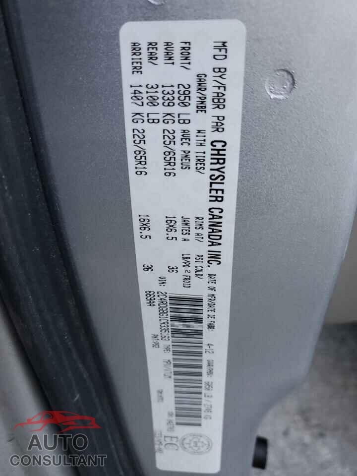 DODGE CARAVAN 2012 - 2C4RDGBG1CR335163