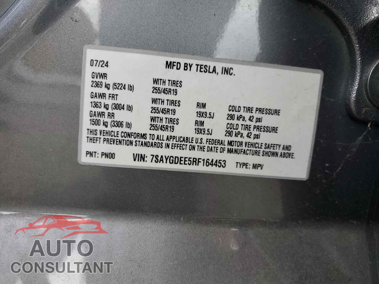 TESLA MODEL Y 2024 - 7SAYGDEE5RF164453