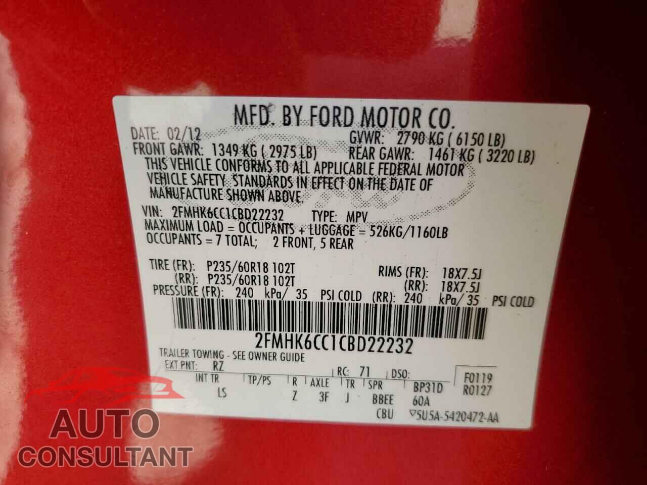 FORD FLEX 2012 - 2FMHK6CC1CBD22232