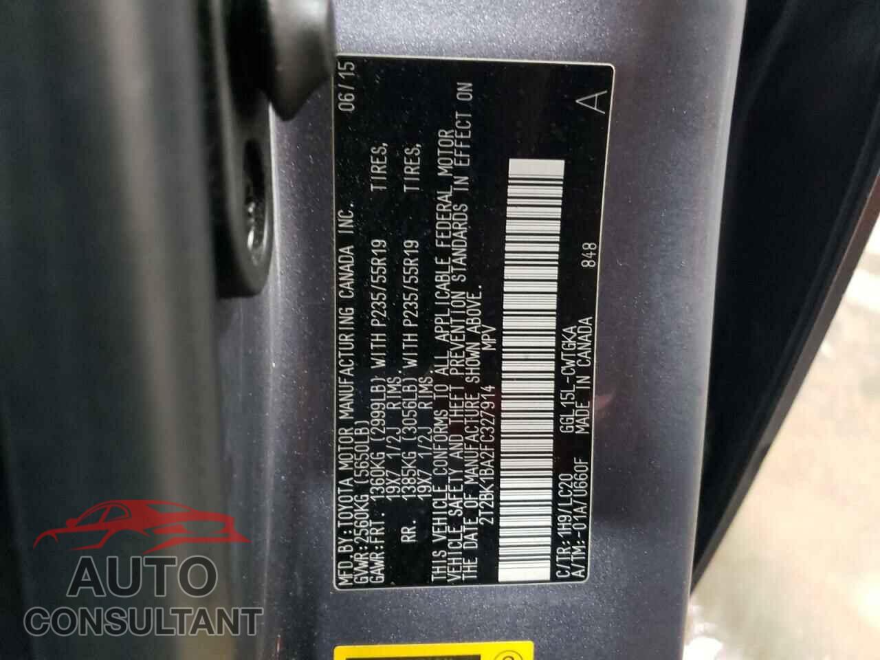 LEXUS RX350 2015 - 2T2BK1BA2FC327914