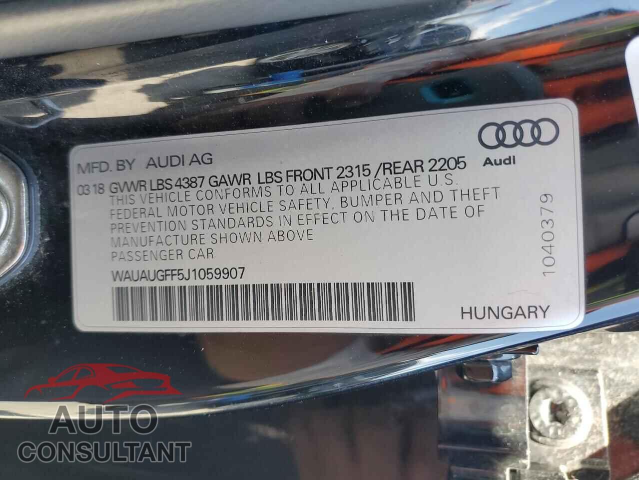AUDI A3 2018 - WAUAUGFF5J1059907