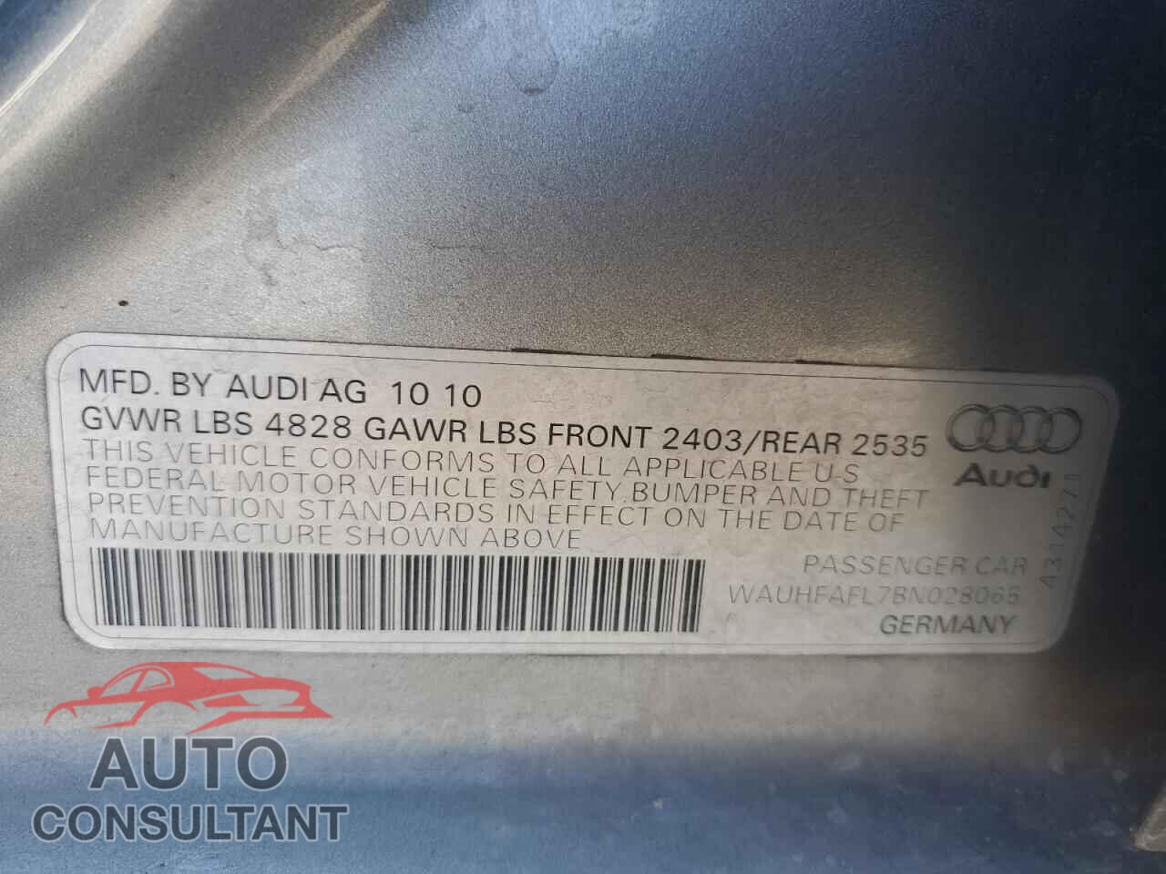 AUDI A4 2011 - WAUHFAFL7BN028065