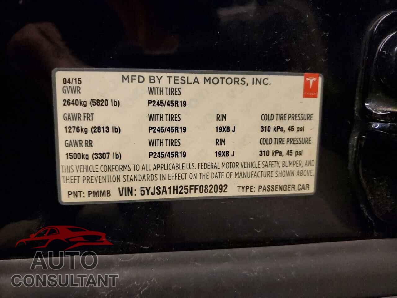 TESLA MODEL S 2015 - 5YJSA1H25FF082092