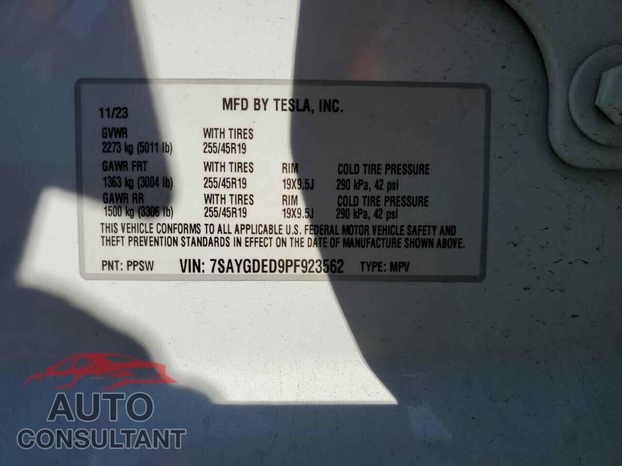 TESLA MODEL Y 2023 - 7SAYGDED9PF923562