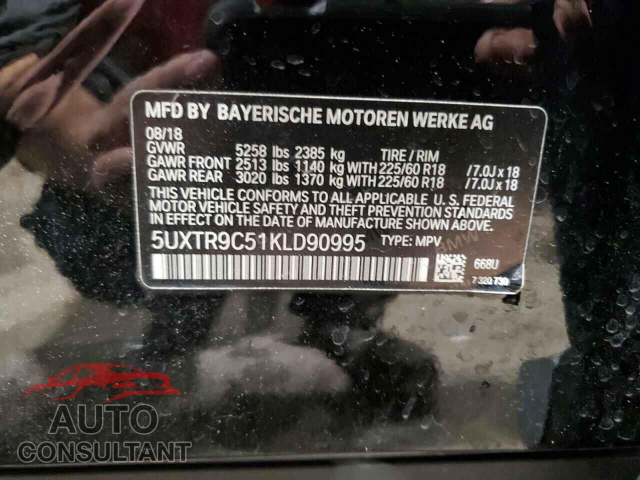 BMW X3 2019 - 5UXTR9C51KLD90995