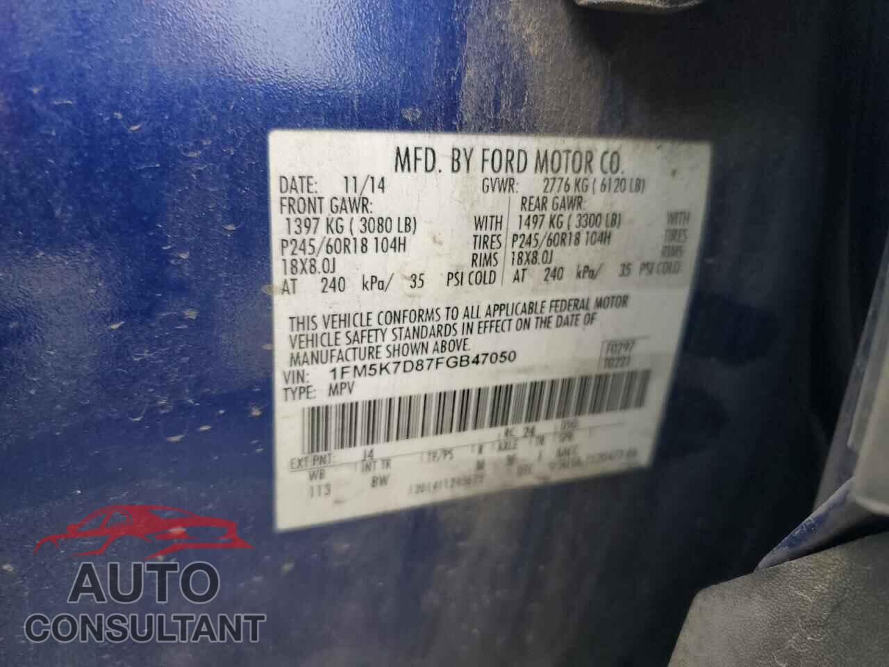 FORD EXPLORER 2015 - 1FM5K7D87FGB47050